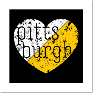 Pittsburgh Lover Retro Fan Distressed Heart Posters and Art